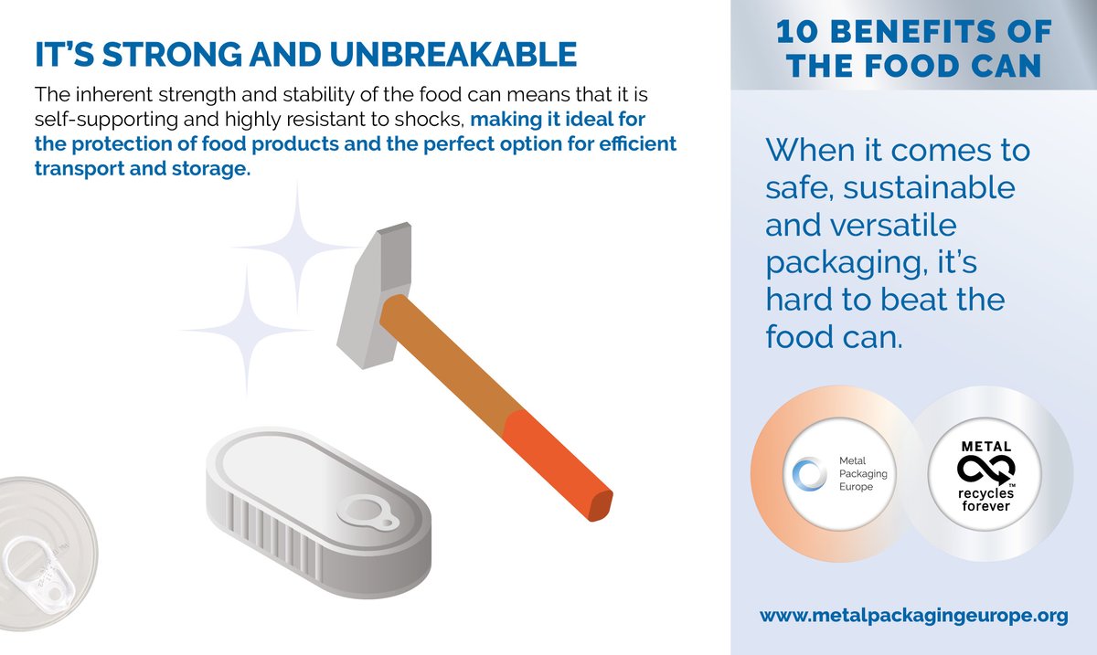 metal_packaging's tweet photo. The inherent and unbeatable strength of the #foodcan makes it ideal for protecting food products, as well as the perfect option for efficient transport and storage!
#ChooseCans https://t.co/2v9kOokHPo