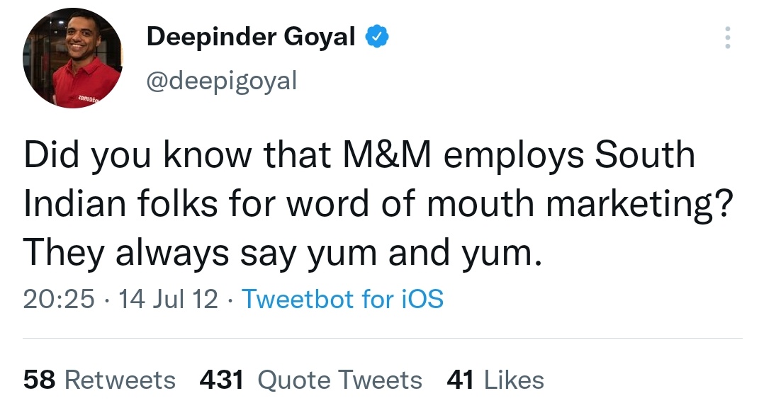samaranRamesh's tweet photo. Not funny you moron.Its a blatant mockery on South Indians!And u were taking classes on intolerance for us,u racist!This racially motivated sick mind is a classic example of how North upper class majority works. It's hightime for tamils to Wipeout zomato from TN.#Reject_Zomato https://t.co/G9zJf6ncFs
