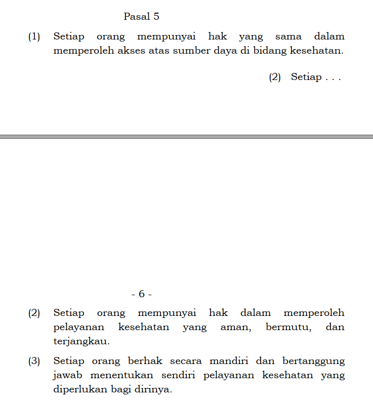 tonangardyanto's tweet photo. Saya bukan ahli hukum. Berikut hanya menunjukkan isi UU Kesehatan no 36/2009. Ada pasal 5 yang menyatakan hak untuk menentukan sendiri pelayanan keehatan yang diperlukan bagi dirinya. Kemudian ada pasal 56 yang memberikan pengecualian terhadap hak di pasal 5 tersebut. 

Mangga. https://t.co/nWmLqdpQsc