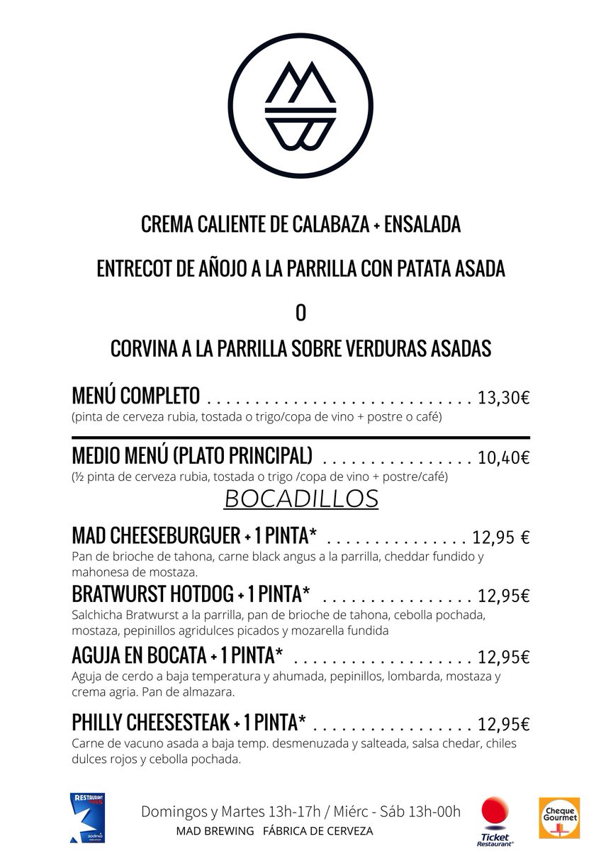 MadBrewingBeer's tweet photo. Insuperable menú!!! https://t.co/Ig8msxcuVJ