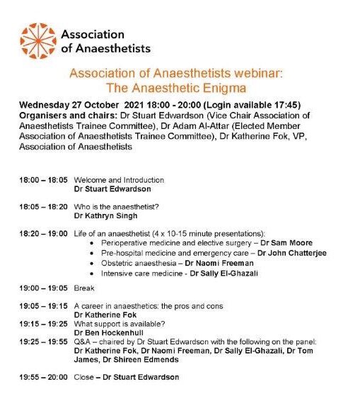 AddingtonSteph's tweet photo. Calling all #medicalstudents and Foundation doctors interested in #anaesthesia. Check out this webinar from @Anaes_Trainees . Only £10, but also free to @Assoc_Anaes members. So why not join for just £10 or 10.79 / year? 

https://t.co/wGgF9CnjQZ https://t.co/8MkEo5lRSY