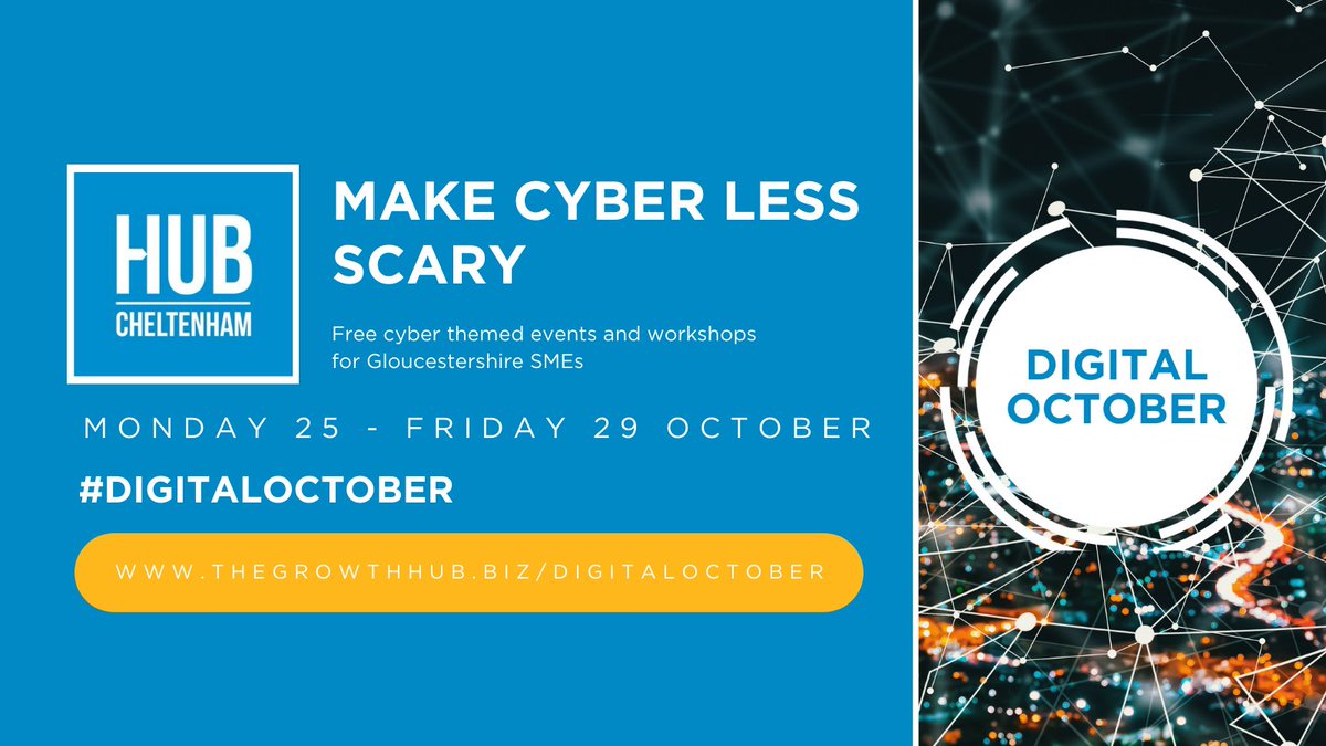 thegrowthhubbiz's tweet photo. Have you booked your place yet?🚀
Sign up for one of our free #cyber events next week for SMEs with Cheltenham Growth Hub!
Find out more here: https://t.co/Q1SKQX1pPQ
#DigitalOctober https://t.co/knzgozVWRl