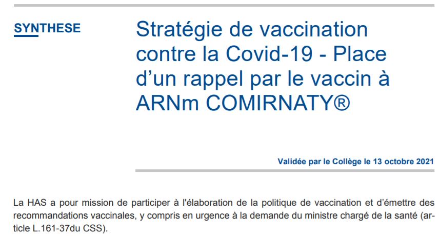 Vaccin contre la COVID-19 et 3 ème dose : recommandations de l'HAS (13/10/2021)
has-sante.fr/upload/docs/ap…