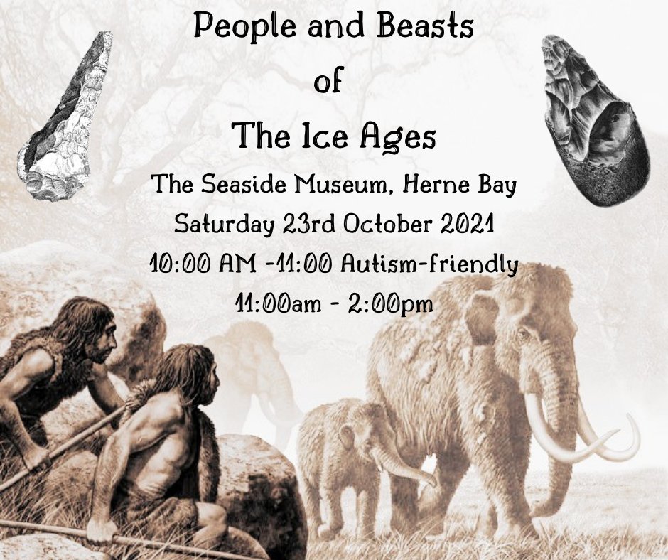 seasidemuseum's tweet photo. Come and embrace your inner caveman on Saturday 23 October 11am-2pm.
10-11am we're lowering the lights for an Autism Friendly hour
Normal admission fees apply, £3 adult; £2 concession; kids 16 and under FREE
#HerneBay #CommunityMuseum
#FlintTools https://t.co/3C7bR8G8Hs