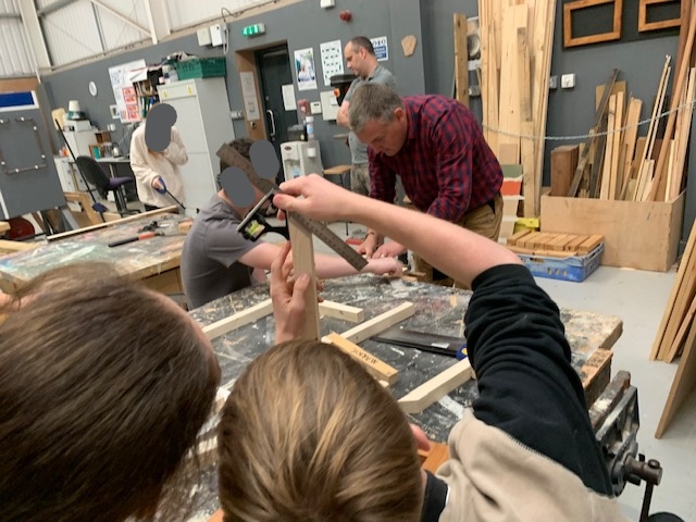 RiverDartAcade1's tweet photo. River Dart students made the most of their Construction session over at Stansfield Academy yesterday morning - embedding functional numeracy and developing vocational skills to make a mitre-joint picture frame as part of their BTEC - such a lovely working group environment! https://t.co/rwr1Y0VV03