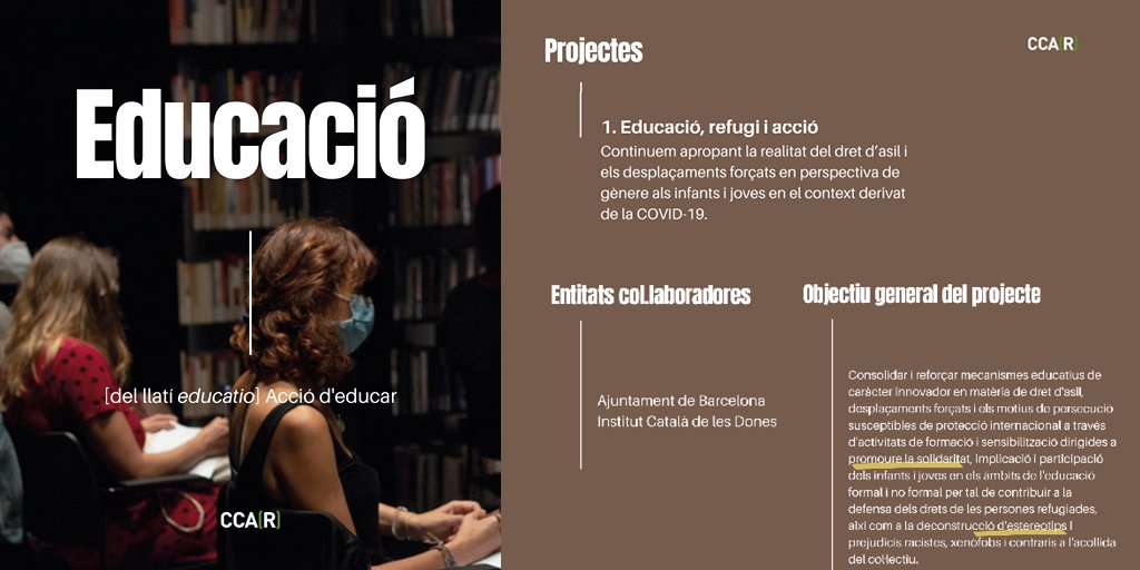 CCARefugi's tweet photo. 3️⃣Educació:
com a base per treballar valors com la solidaritat, la tolerància i la justícia, i contribuir en la defensa dels #ddhh; deconstruint estereotips i prejudicis xenòfobs contraris a l'acollida del col·lectiu.
#campanyaddhh #dretsxtotes #CCARxEducacio #Refugiperleducacio https://t.co/fJ2R172lqQ