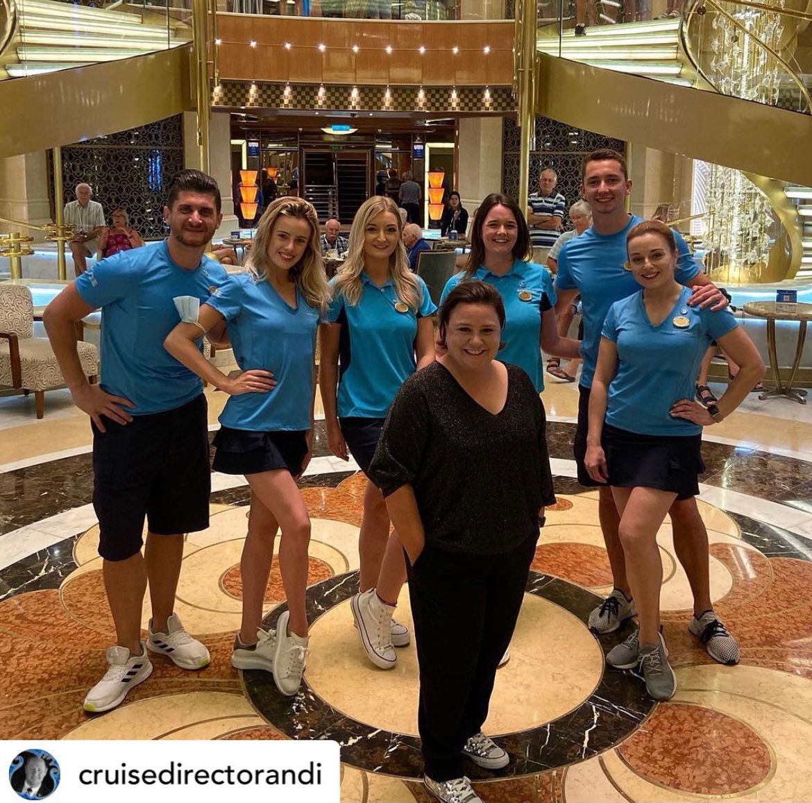 SusanCalman's tweet photo. Every episode of the new #CruisingWithSusan ends with a dance routine involving the crew and it’s reassuring to have some professional dancers with me!!

They’re fabulous. I try my best. Wonderful team on Princess!! https://t.co/THwgi1CqtT