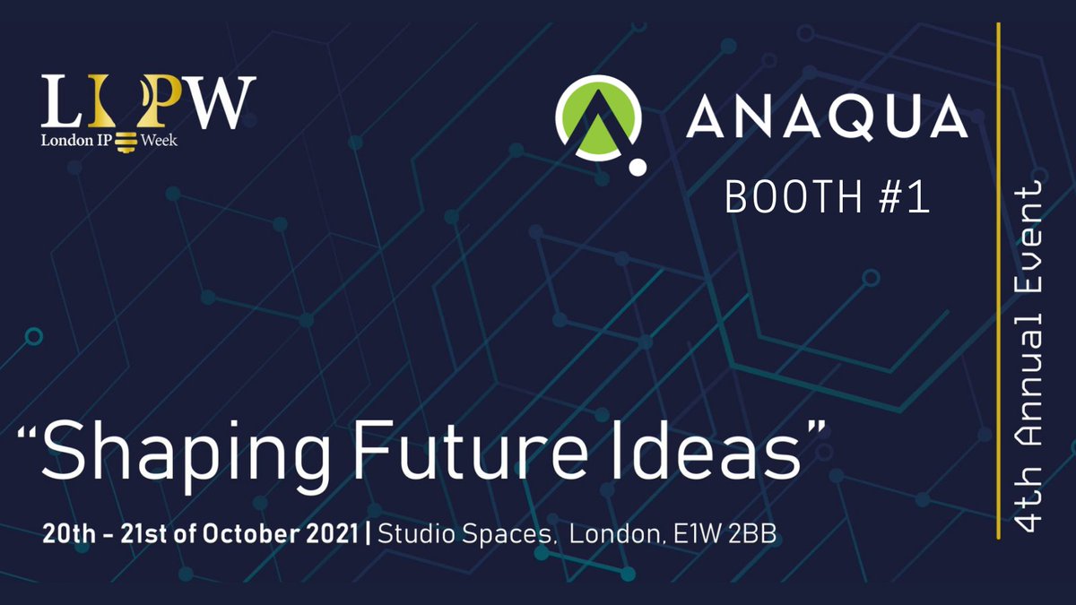 Anaqua's tweet photo. It’s Day 1 of #LondonIPWeek and our team is excited to meet you! Drop by Booth #1 to say "Hello" to the Anaqua team and learn why nearly half of the world’s largest brands use Anaqua for their #IP solutions. https://t.co/lpppOKpICE https://t.co/MPgrWV7bWm