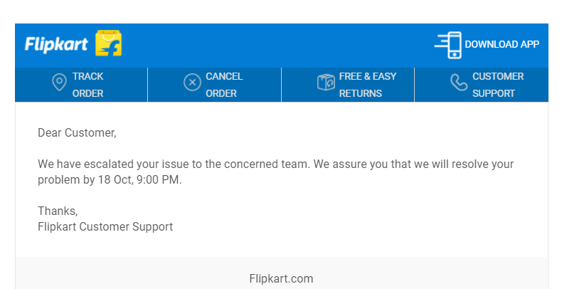 t_aditee's tweet photo. Ordered a phone from Flipkart on 4th Oct and the Delivery date was 10th Oct but did not receive the product till date and the support system is so pathetic that they have provided me 5 diff. dates but no resolution/communication.
@Flipkart @flipkartsupport https://t.co/lGeSl4VSr7
