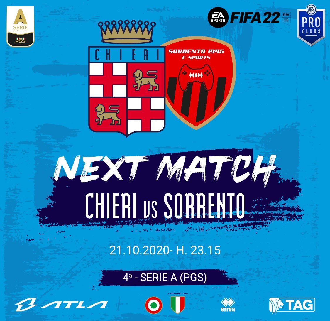 ThetaChieri's tweet image. 🏆4️⃣ @PGS_ITALY 
🆚 @SorrentoESports 
🖥 twitch.tv/chieriesports
@ToretProClub 
@ILOVEPROCLUB1
@ProClub_LS
