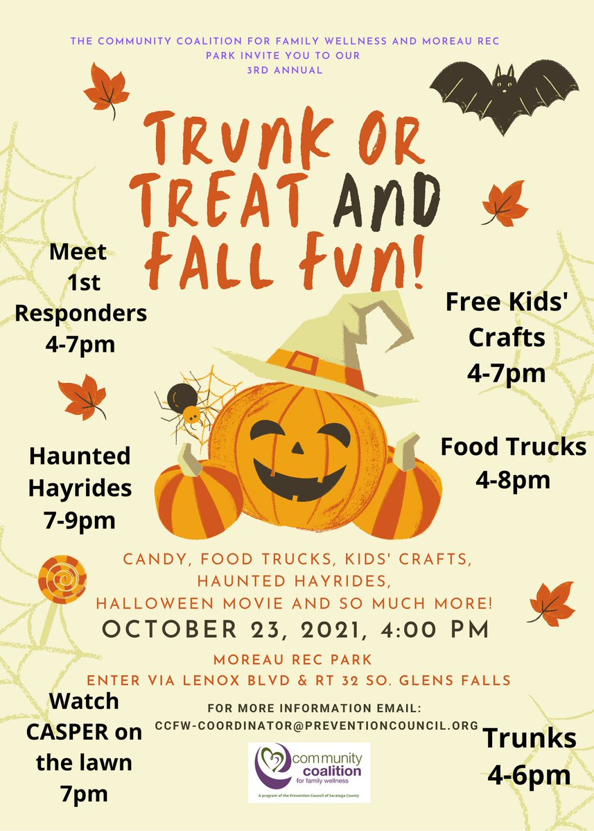 Come see us at our 3rd Annual Trunk or Treat &amp; Family Fun day!  Candy for the kiddos and swag for adults!  Stay for dinner &amp; a movie or haunted hayride.