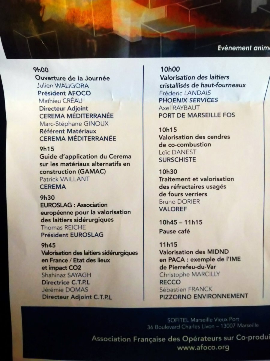 CeremaCom's tweet photo. Le #Cerema est à la journée technique de l'Association des Fournisseurs de Co-Produits industriels #Afoco sur la valorisation des #matériaux, à Marseille.
➡ Présentation du #Label2EC https://t.co/KZV7lxO3gB et du dispositif d'innovation @CarnotClimAdapt
https://t.co/fTVMQ2tQF4 https://t.co/w1eUcMC1gQ