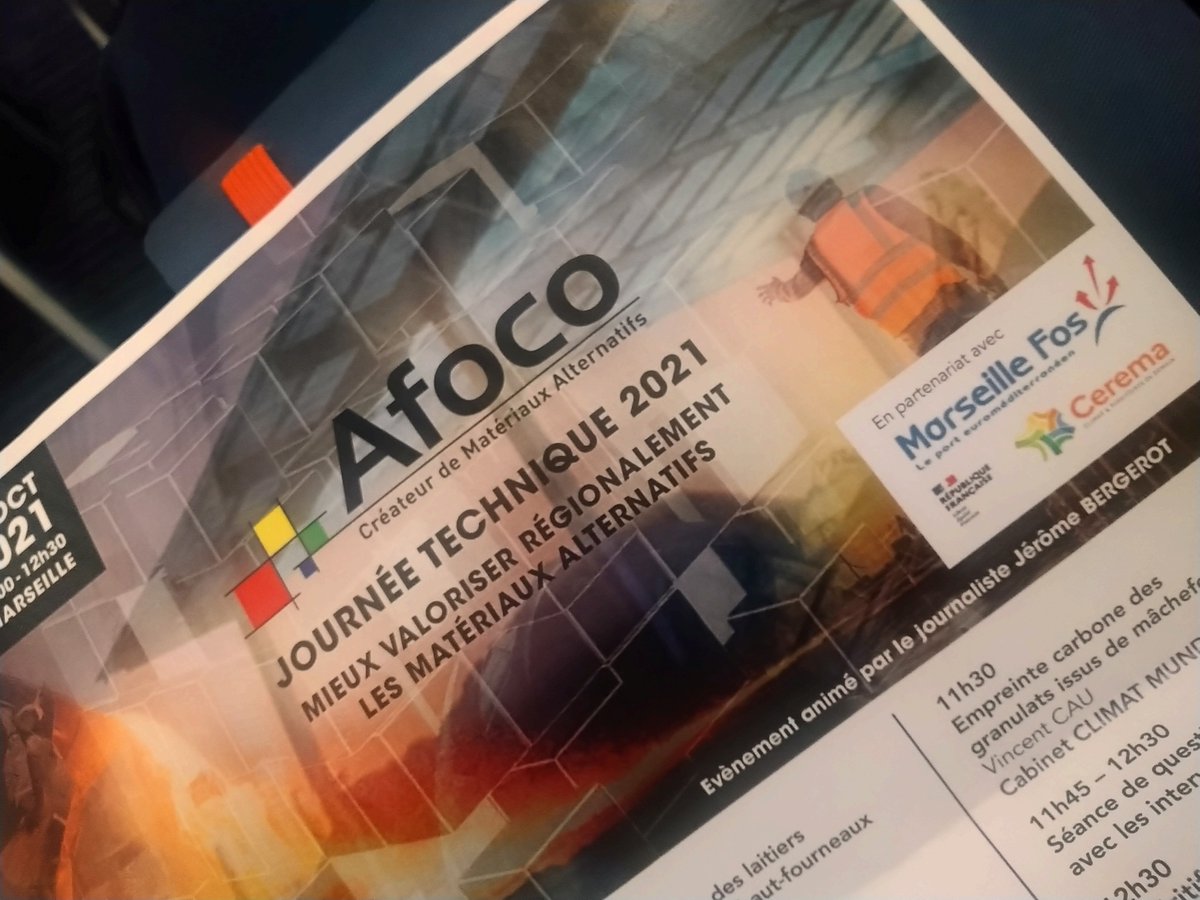 CeremaCom's tweet photo. Le #Cerema est à la journée technique de l'Association des Fournisseurs de Co-Produits industriels #Afoco sur la valorisation des #matériaux, à Marseille.
➡ Présentation du #Label2EC https://t.co/KZV7lxO3gB et du dispositif d'innovation @CarnotClimAdapt
https://t.co/fTVMQ2tQF4 https://t.co/w1eUcMC1gQ