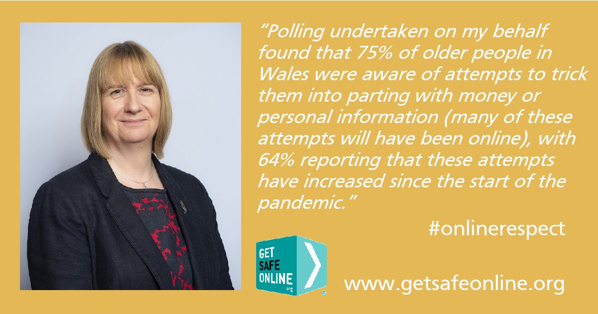 GetSafeOnline's tweet photo. Older People’s Commissioner for Wales @HelenaHerklots has written for us today on the importance of reaching out to older people to raise awareness and share helpful information and resources, as part of #GetSafeOnlineWeek https://t.co/0j11Mj0zIn https://t.co/uwHEq9q8fB