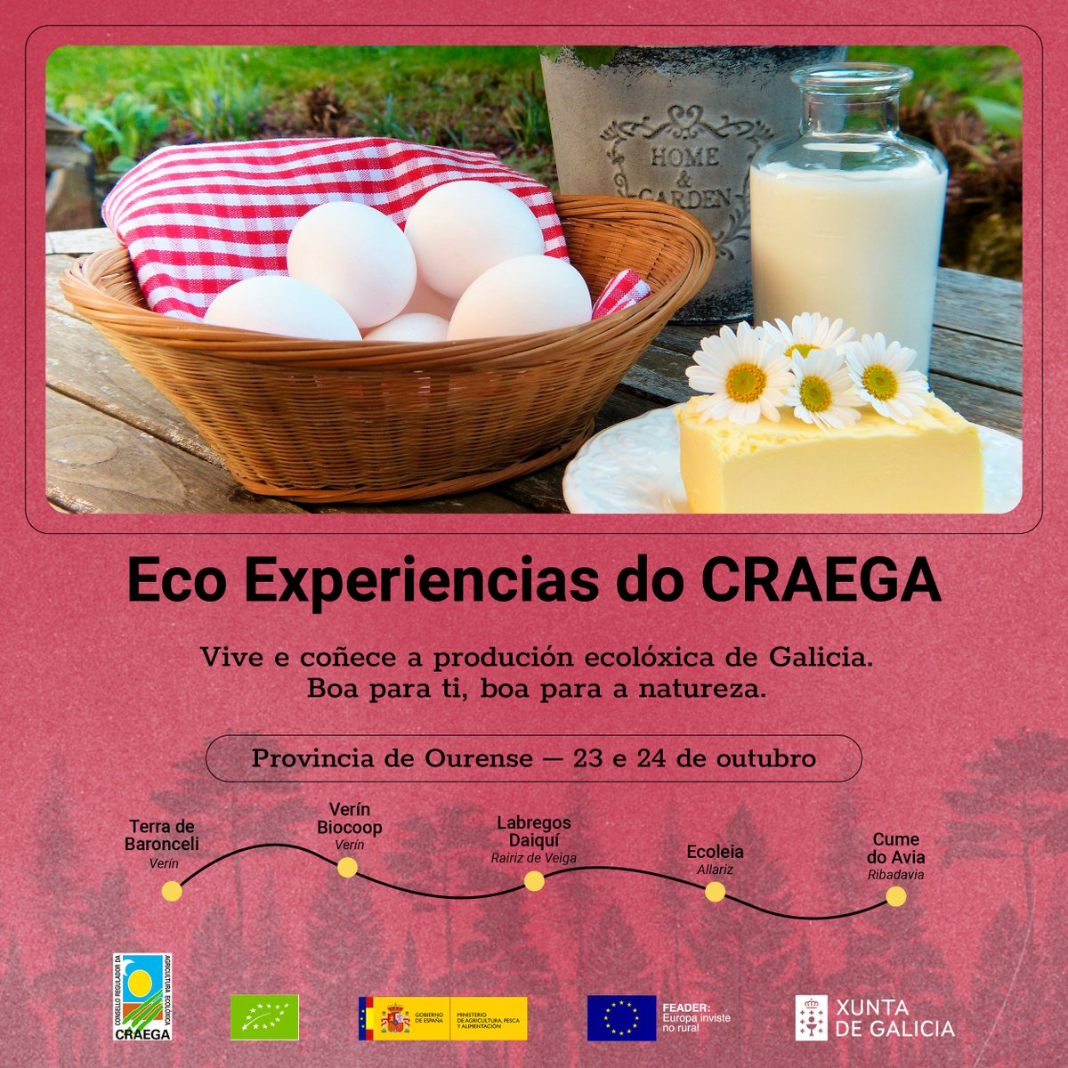 Slow Food Compostela 🐌 (@slowcompostela) on Twitter photo Pechamos as #EcoExperienciasCraega coa #EcoExperienciaCraegaOurense 👏👏
Esta fin de semana achegarémonos a coñecer o que fan Terra de Baronceli, Verín Biocoop, Labregos Daiquí, <a href="/ecoleia/">Ecoleia</a> e <a href="/CumedoAvia/">Cume do Avia</a>
+info: bit.ly/3jdFLOE
Iniciativa <a href="/CRAEGA/">Craega</a>
Lévanos <a href="/rutasmeigas/">Rutas Meigas</a> 🚐 Pechamos as #EcoExperienciasCraega coa #EcoExperienciaCraegaOurense 👏👏
Esta fin de semana achegarémonos a coñecer o que fan Terra de Baronceli, Verín Biocoop, Labregos Daiquí, <a href="/ecoleia/">Ecoleia</a> e <a href="/CumedoAvia/">Cume do Avia</a>
+info: bit.ly/3jdFLOE
Iniciativa <a href="/CRAEGA/">Craega</a>
Lévanos <a href="/rutasmeigas/">Rutas Meigas</a> 🚐