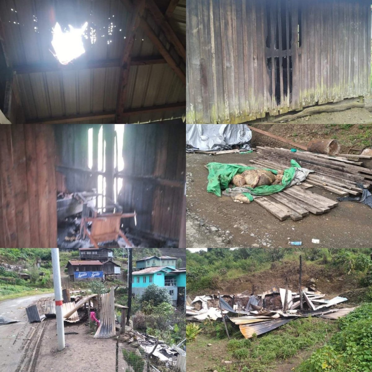 m_krl1's tweet photo. SAC Junta camped at Talh villg on Falam-Hakha road in Chin’s #Falam Tsp for 3 days(Oct17-19). Abt 4 houses were torched &amp; burnt down and 3 houses were destroyed by Junta’s shells on Oct18. Nothing's left for villagers to eat as Junta looted food,stuffs &amp; everything.
#Oct20Coup https://t.co/wVyxOXzEVy