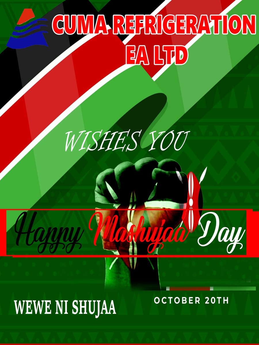 Cumarefri's tweet photo. From Us to you, HAPPY MASHUJAA DAY.
https://t.co/tmTHZTFeyN
#MashujaaDay https://t.co/tUwnpNbX4m