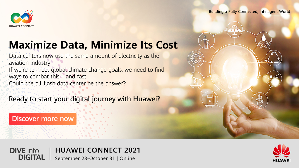 IT_Huawei's tweet photo. Faster, safer, and more energy efficient – could the #AllFlashDataCenter be the answer to minimizing our data footprint? Find out at #HUAWEICONNECT: https://t.co/o7UwdDWGYd #DiveIntoDigital https://t.co/tODx9Hth2Y