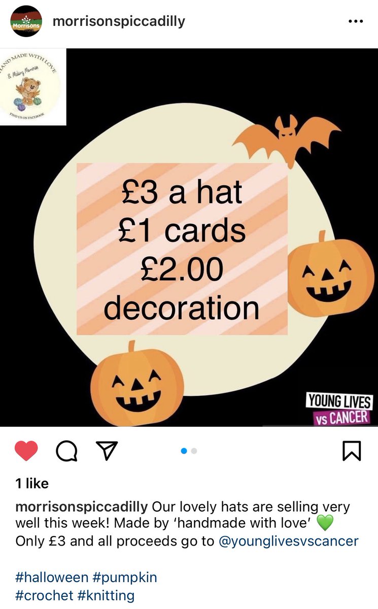 £3 hats on sale, all proceeds to #younglivesvscancer 🎃