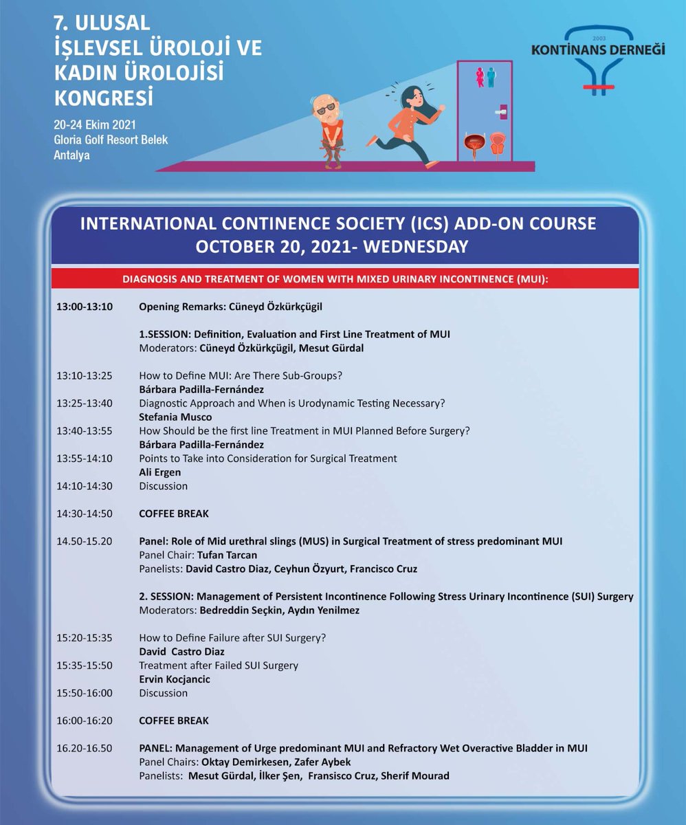 Kontinans's tweet photo. 'ICS Educational Add on Course', mixed urinary incontinence will be discussed, will start at 13:00 today.#femaleuro2021
@Kontinans @icsoffice @sinug_org @_SIUD @Uroweb @UrolojikCerrahi @MIUD_DERNEGI @uroonkoloji https://t.co/5l8dg5MRGy