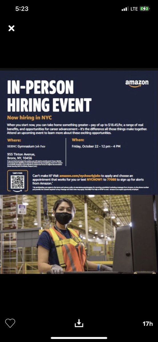 Amazon is hiring, in-person event.