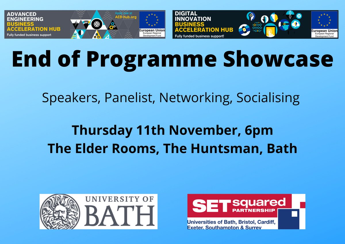 dbahub's tweet photo. The  AEDBAH business support programme completes at the end of this month. To recognise the programme successes and signpost for future WofE support we are hosting an end of programme event
📆 Thursday 11th November, 6pm
📍The Huntsman, Bath
Register here: https://t.co/z17zz12Keu https://t.co/U2x07oZBuu