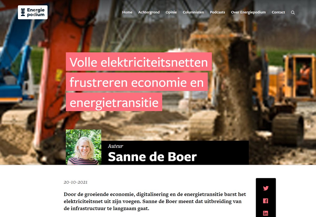 Lees de column van <a href="/istdeboer/">Sanne de Boer</a> "Volle elektriciteitsnetten frustreren economie en energietransitie" op de website van <a href="/Energiepodium/">Energiepodium</a> 

energiepodium.nl/artikel/volle-…