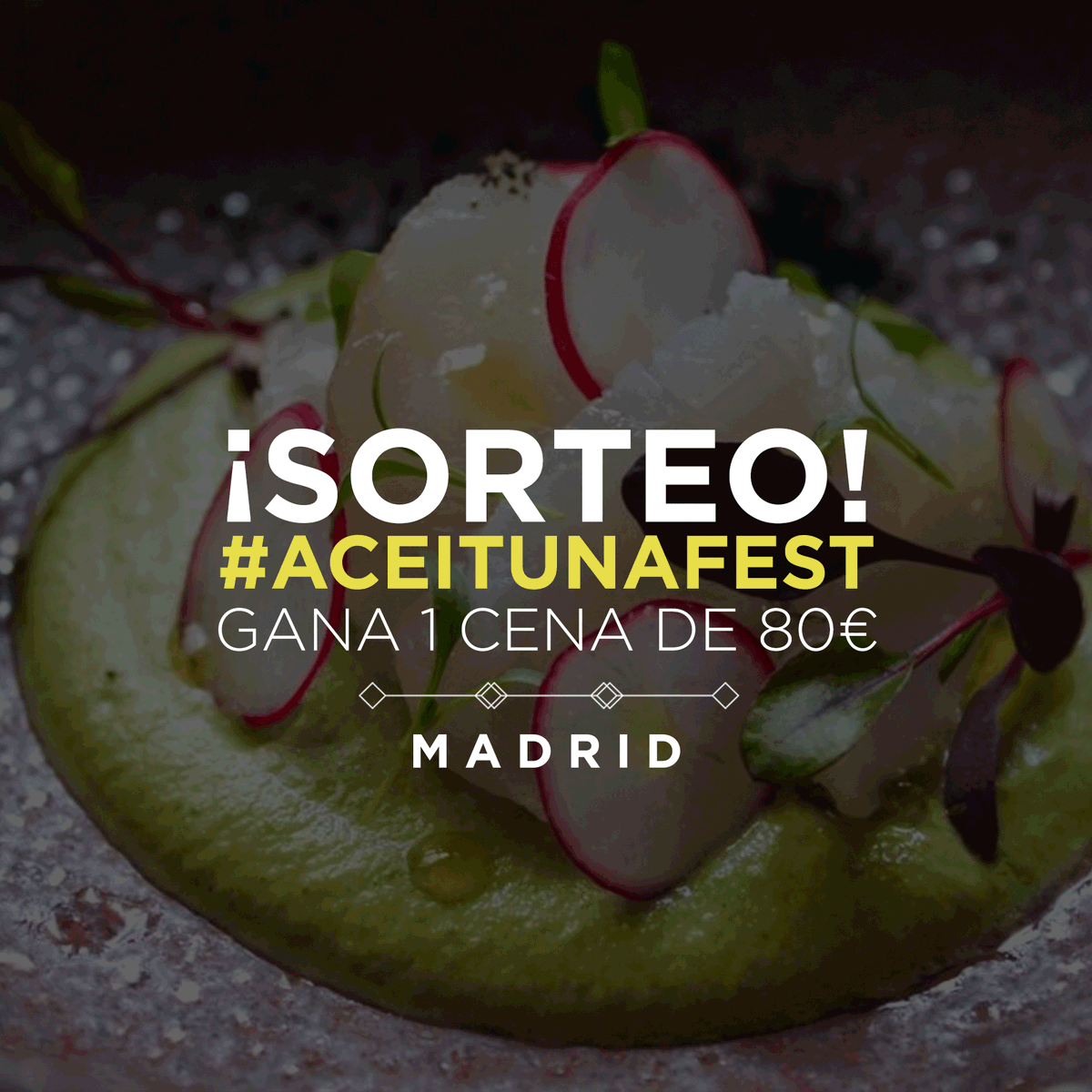 AceitunasEsp's tweet photo. Atención #MADRID, SORTEAMOS 60 cenas valoradas en 80€ 
👉 Seguirnos 👉 Mencionar a 3 amigos 👉 Usar el hashtag #AceitunaFest 👉 RT a este tweet. 

Bases legales: https://t.co/OKMPeur6ST Tienes hasta el 19/11

#ElRetoDeLaAceituna #aceitunas #aceituna #gastronomía #Foodie https://t.co/NPeiuTW5wg