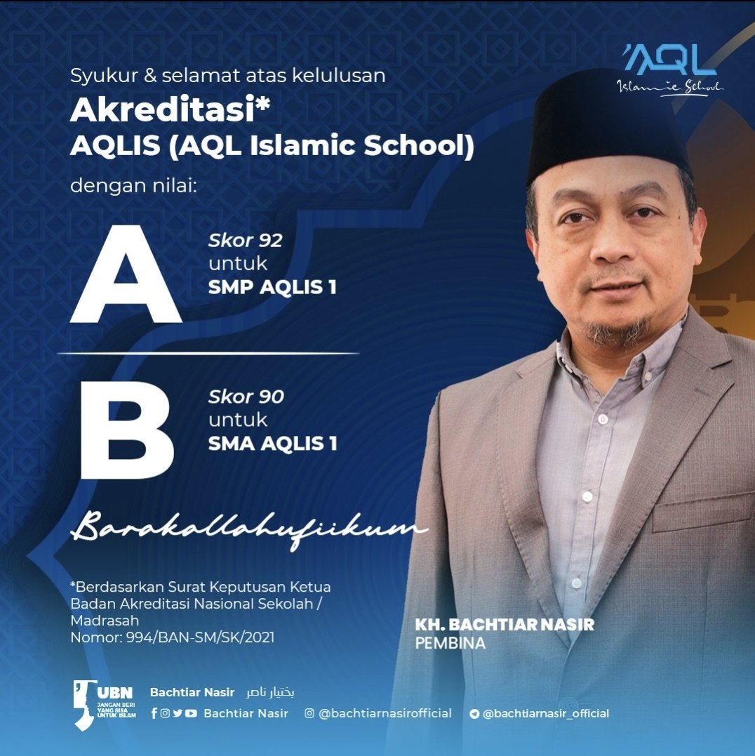 bachtiarnasir's tweet photo. Mohon doa dan dukungan semoga AQL Islamic School menjadi lembaga pendidikan Islam berkualitas dan turut serta mencerdaskan kehidupan bangsa. https://t.co/5MUAqX4DB1