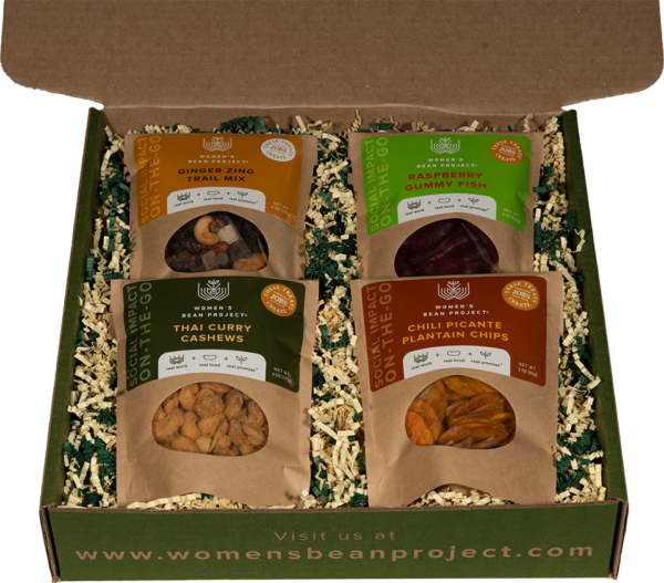 Snack Gift Box

The four best-selling snacks. Includes one pack each of Raspberry Gummy Fish, Chili Picante Plantain Chips, Ginger Zing Trail Mix and Thai Curry Cashews.