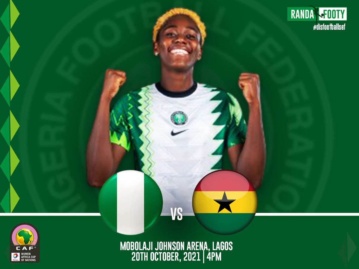 RandaAndrew's tweet photo. The first leg of the final leg of qualifiers for the #TotalAWCON is upon us. The 🇳🇬@NGSuper_Falcons are up against the Black Queens of 🇬🇭Ghana.
Will the Falcons soar? https://t.co/hlvkPwU5LM