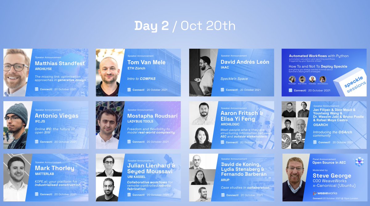 And what a lineup for the rest of the day! 🔥 <a href="/archilyse/">Archilyse</a> <a href="/compas_dev/">COMPAS Framework</a> <a href="/dadandroid/">David Andrés León</a> <a href="/agviegasBIM/">Antonio González Viegas</a> <a href="/__Mostapha__/">Mostapha Roudsari</a> <a href="/OSArchOrg/">OSArch - Open Source in AEC @osarch@fosstodon.org</a> <a href="/MarkThorley1/">Mark Thorley</a> <a href="/ddkto/">David de Koning</a> <a href="/KOPEai/">KOPE</a> @MStandfest <a href="/matterlabco/">matterlab</a> <a href="/IAAC/">IAAC</a>  @ArupGroup <a href="/izzylys/">izzy 🌱</a> <a href="/jgergo89/">Gergő Jedlicska</a> <a href="/idid/">dimitrie</a> <a href="/cristi804/">Cristian Balas</a> <a href="/ladybug_tools/">ladybug tools</a> <a href="/_pollination/">pollination</a> <a href="/atfritsch/">Aaron Fritsch</a> <a href="/archilogic/">Archilogic</a>