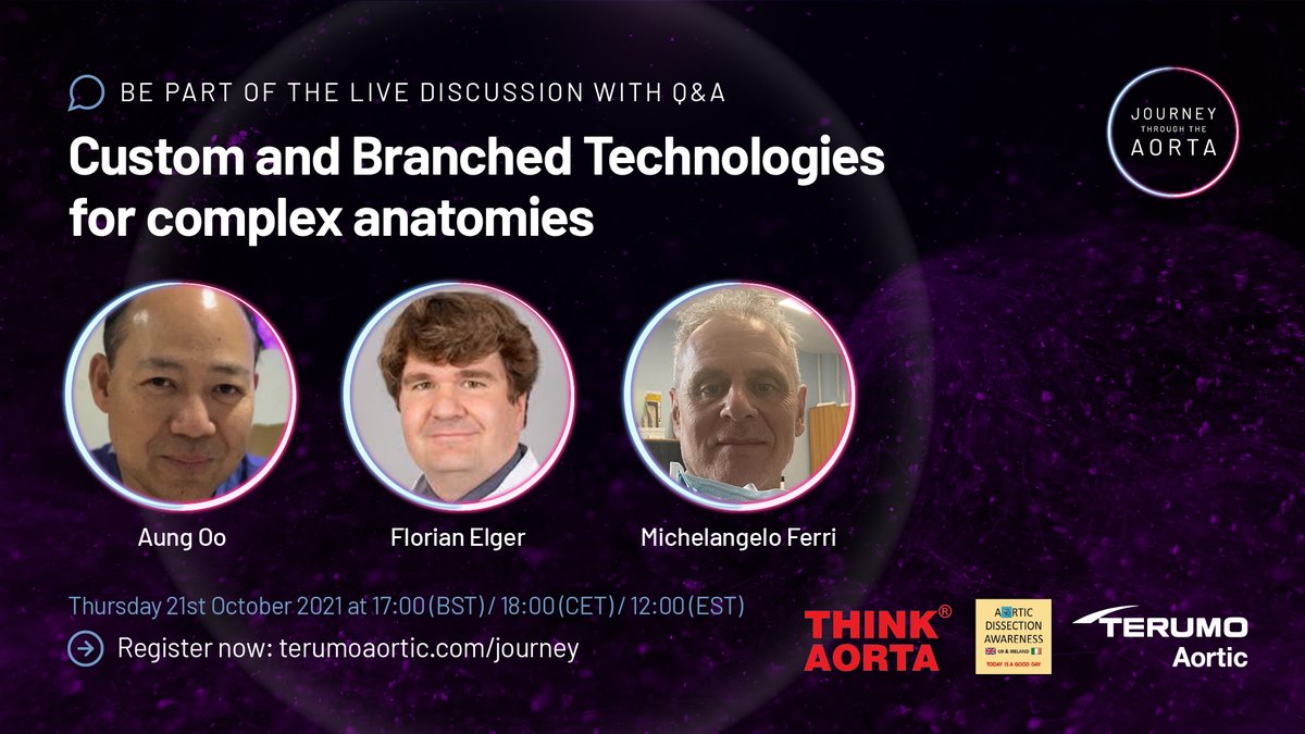 Can't attend our event live? We'll send you the recording! 👍🏻

Simply register now for Custom and Branched Technologies for complex anatomies and we'll send you a link to watch afterwards.

app.livestorm.co/terumo-aortic/…

#aorticEd #aorticjourney