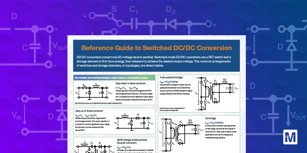 MouserElecEU's tweet photo. Want to expand your knowledge about switched #DCDC #converters? Sign up and download our #ReferenceGuide today to discover which DC/DC converter is right for your application! 👉 https://t.co/6T4ZkIGy7i https://t.co/uAFxjxZYds