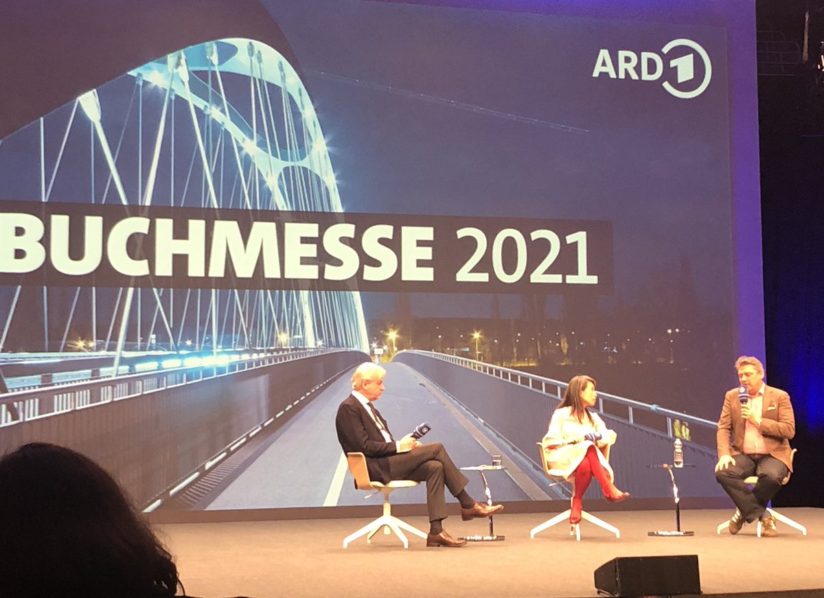 AndreaBoegner's tweet photo. „We both address tough stories with soft voices” @MichelJean &amp; #KimThúy at @Book_Fair @ardbuchmesse stage on the first day of @CFbm2021 

#CanadaFBM2021 https://t.co/bmsKPWTpSm