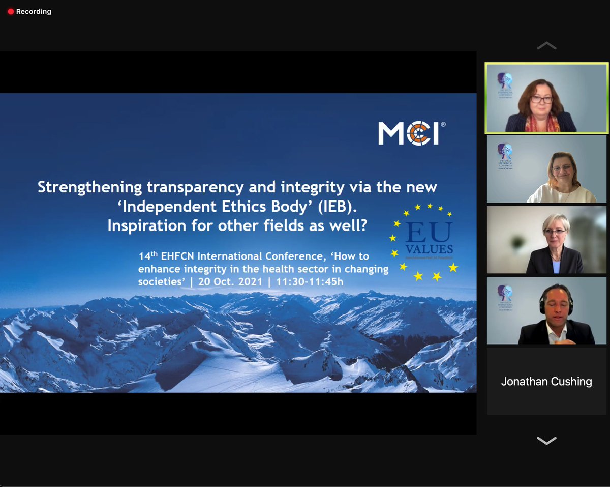 Petelos1's tweet photo. An interesting presentation on concrete principles by @MaFrischhut  arguing for a more ambitious approach than the 'law being the bare minimum' #WorldEBHCDay #EHFCN2021 #UHC2030 The highest ethical standards foster public  #trust+#confidence
@DimitraLingri https://t.co/KoHQj8hFPl