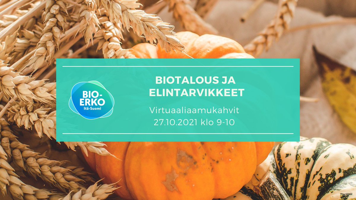 SavoniaAMK's tweet photo. Tervetuloa Biotalous ja elintarvikkeet -teemaiselle etäaamukahville 27.10. kello 9-10!
Tilaisuus on etänä. Ilmoittaudu 26.10. klo 12:00 mennessä tästä: https://t.co/kLZ9fssPV4
#bioerko #jatkuvaoppiminen #biotalous #SavoniaAMK #Karelia-ammattikorkeakoulu #ItäSuomenYliopisto https://t.co/UimaL0cQPe