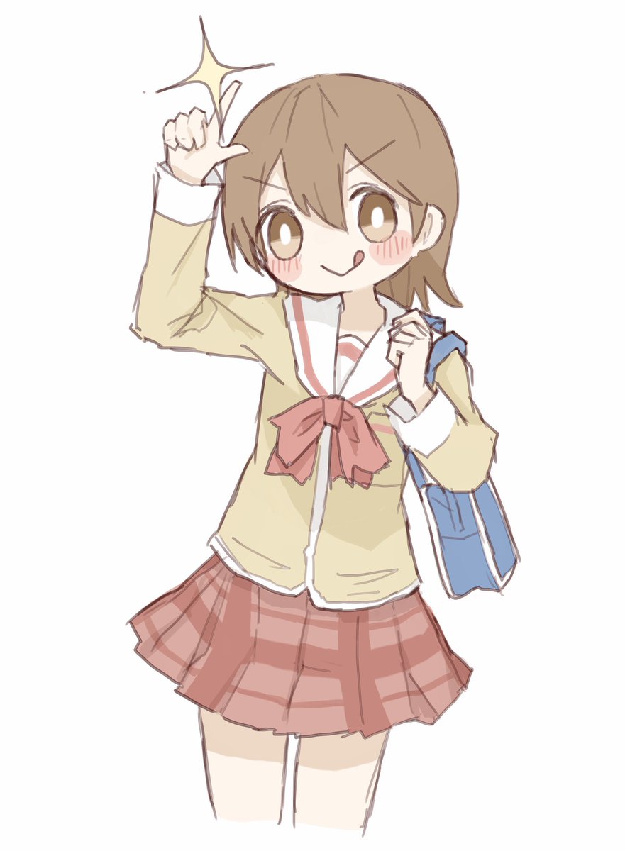 tokisadame school uniform 1girl solo skirt brown hair school uniform brown eyes  illustration images