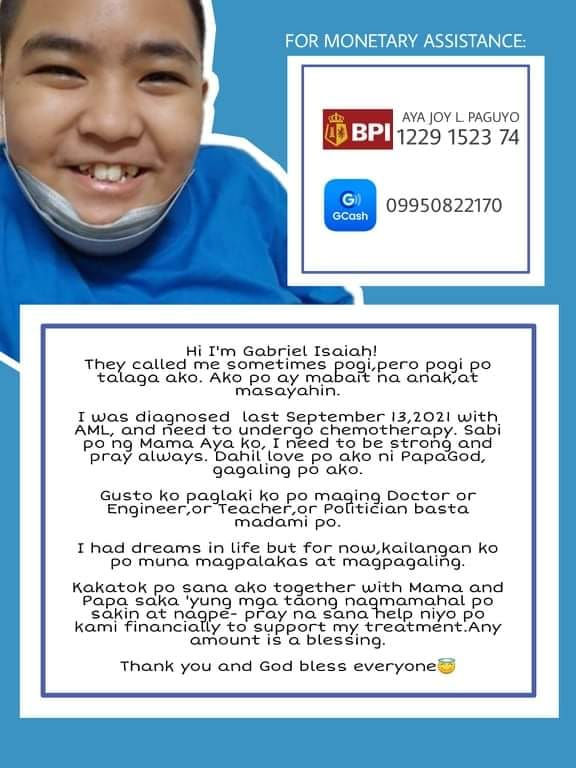 Macoys05's tweet photo. @magnsvn @einzkyun @markYoseph_ @Jeeemkekw 

Sir for my sick nephew, Thankyou. https://t.co/TAtkbacuQk