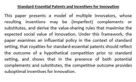 TiUEconomics's tweet photo. Chayanin Wipusanawan will lead today's #Wednesdayworkshop. He will present his (JM) paper "Standard-Essential Patents and Incentives for Innovation" https://t.co/ql5FT27s3b #Patents #innovation #complements #substitutes #royalties #standardessential #hypothetical #competition https://t.co/rE8fdXjvQY