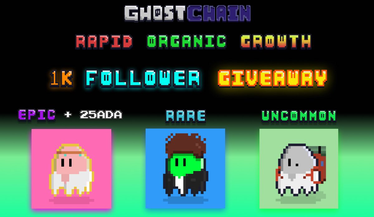 nftghostchain's tweet photo. 🎉1K FOLLOWER GIVEAWAY🎉

Time to Giveaway not 1, not 2 but 3 prized Ghosties! 🚀

We will pick the 3 winners on Sunday!
Good luck!

🙋‍♂️FOLLOW @nftghostchain 
🔁RETWEET
👋TAG #CNFT FRIENDS

#CNFT #NFTs #Cardano #CNFTCommunity #NFTGiveaway #nftart #CNFTGiveaway https://t.co/cIeWYYCm7p