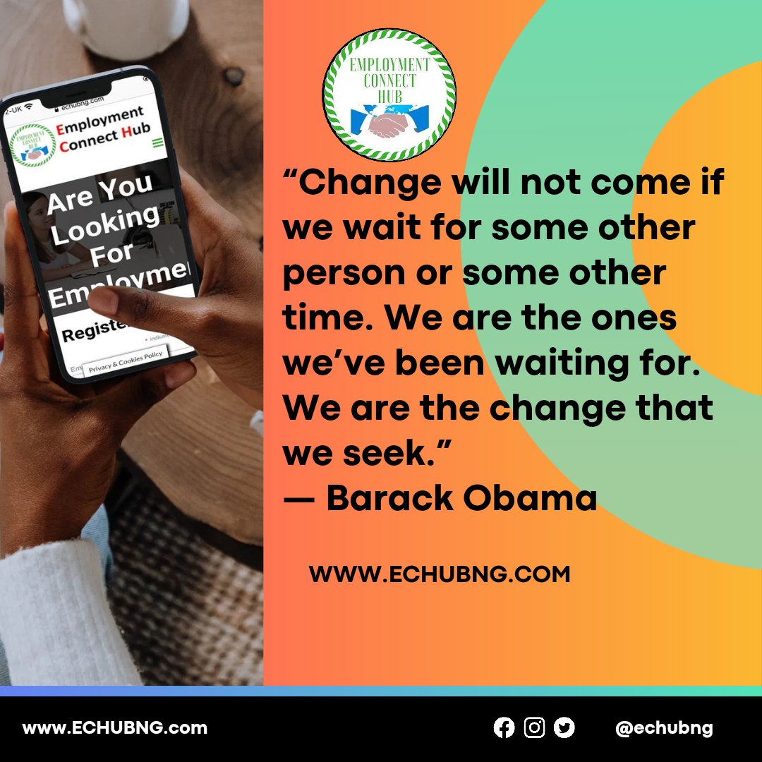 ECHubGE's tweet photo. Looking For a Change? Get in touch with Us. |Employment Connect Hub|
Attacking Unemployment In West Africa| Visit Our Website https://t.co/iXOJQZ8ZaF for more Information.
#EmploymentConnectHub #ECHubng #ECHub #Africa #Employmentopportunities #WestAfrica https://t.co/vmlSJXJfaz