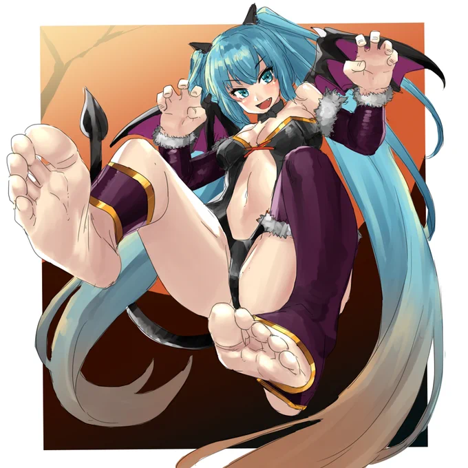 今年のハロウィンミクはこんな感じで行こうと思います
#一日一裸足絵 