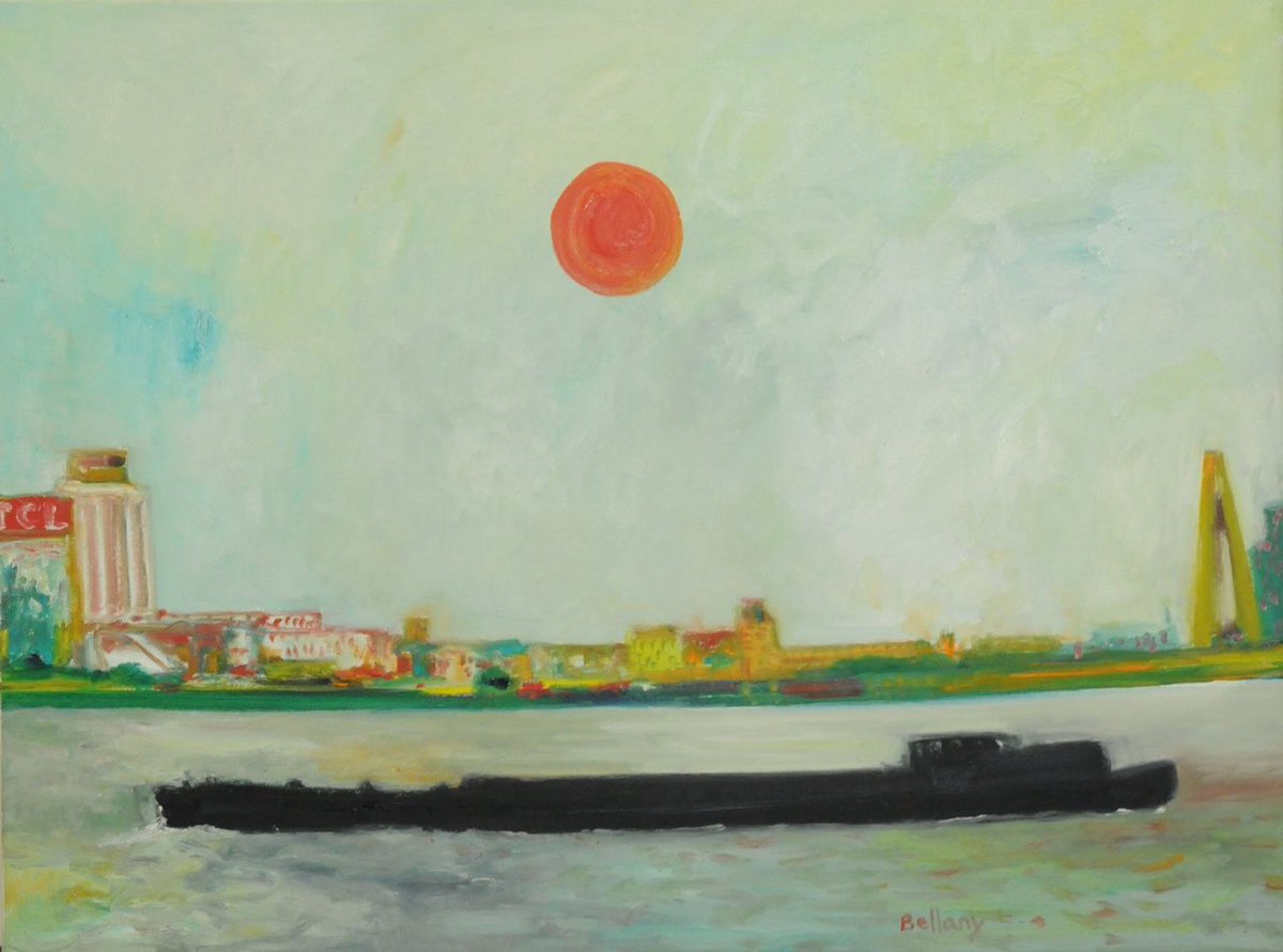 CollectArtLymm's tweet photo. John #Bellany (1942-2013) was a highly influential Scottish painter. 

He rose to prominence as a result of his pioneering style, which brought renewed attention to Scottish #painting during the 1960s.

Barge, Thames is now available to purchase from our #gallery in #Lymm. https://t.co/DNWEros27y