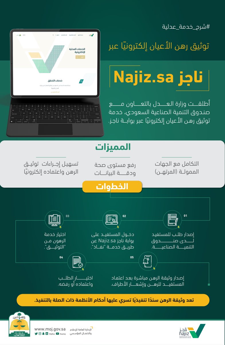 #شرح_خدمة_عدلية | خطوات توثيق رهن الأعيان إلكترونياً عبر بوابة ناجز Najiz.sa 

#ناجز_يغنيك