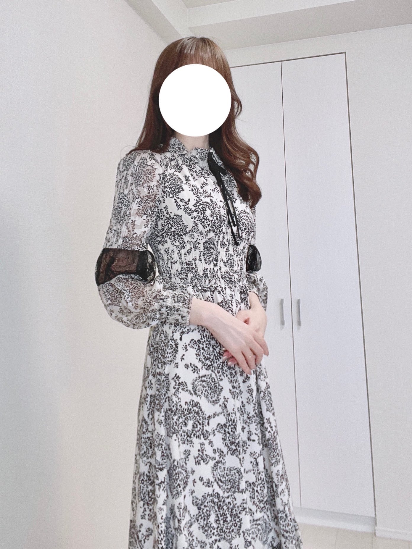 ワンピースWinter Floral Long-sleeve Dress - ロングワンピース