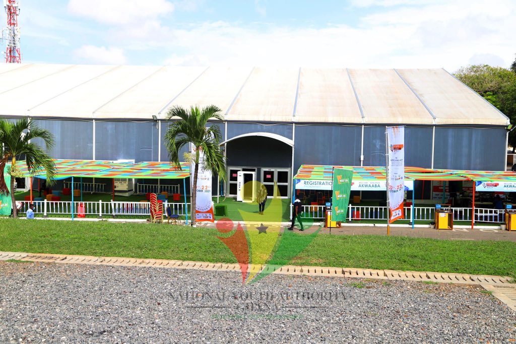 Youthgh's tweet photo. Scenes from the Accra International Conference Centre as all is set for the commencement of the Summit. 

#YCASummit
#YOUthCanDoIt
#yca2021 https://t.co/x6HCQ1JZNH