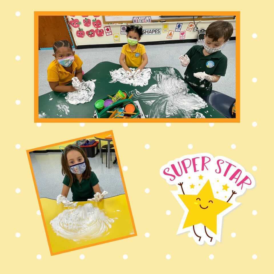 VinelandK8PTA's tweet photo. Mrs. Pelaezโs kindergarten class @VinelandK8 were practicing their handwriting skills with shaving cream. #MessyButFun https://t.co/u2wr8rqE6C