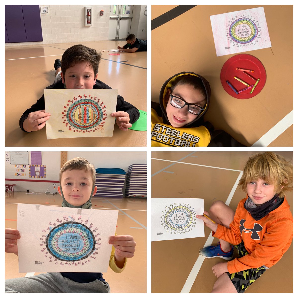 MissCarlsonPE's tweet photo. While waiting patiently for their shot at the sit and reach fitness test, our @NESPolarBears practiced some positive self talk! #IAmEnough #IAmBraveEnoughToTry #MistakesAreProofThatIAmTrying #BeKind #becomebelongNYCSD #YOCommunity #reconnectNYCSD #NEScommunity 🐾💜🐻‍❄️ https://t.co/8ythIggkNv