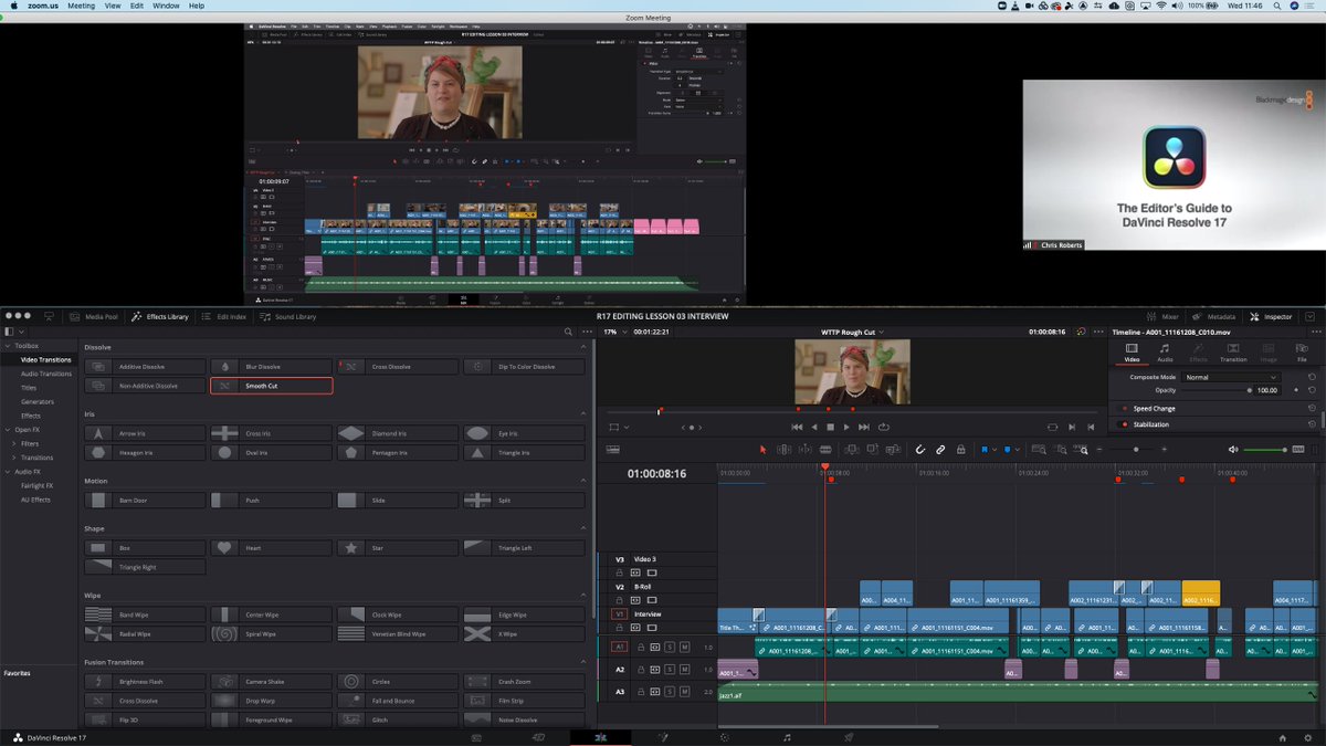 nhoney's tweet photo. Really Enjoying learning new editing techniques with Resolve 17 with tutor Chris Roberts #resolve17 #blackmagic #DAVICHI https://t.co/hp3HPfK6qt